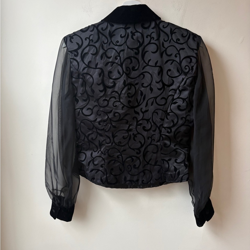 J.R. Nites Black Velvet-Trim Embroidered Jacket​ - Picture 9 of 10